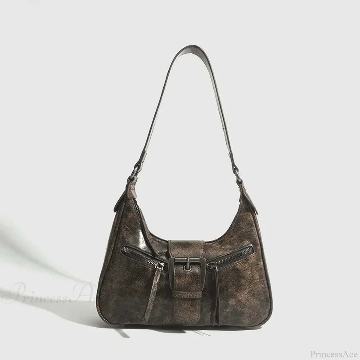 Retro Belt Design PU Leather Shoulder Bag Coffee shoulder-250126