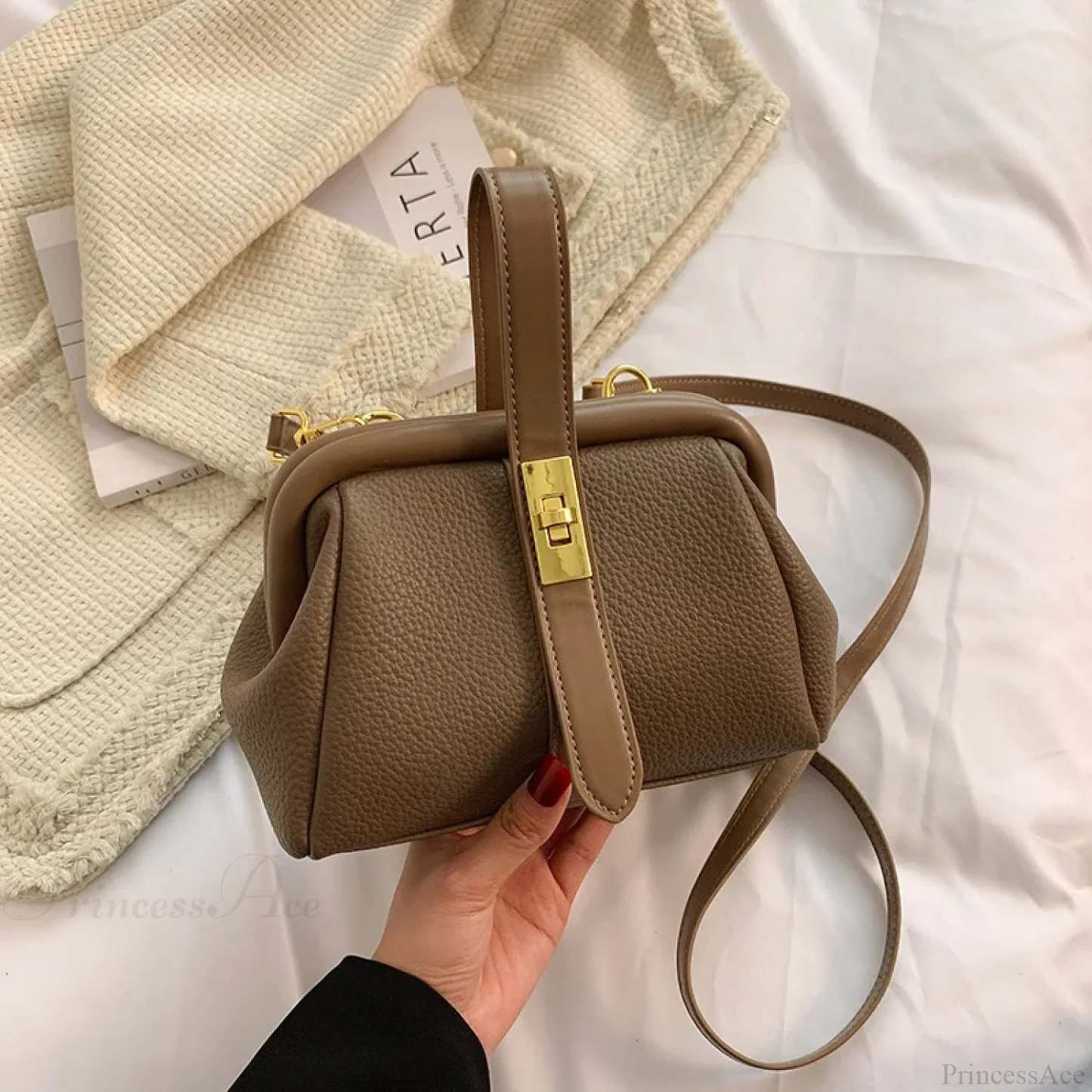 Retro Designer Luxury Crossbody Shopping Handbag Khaki handbag-250126