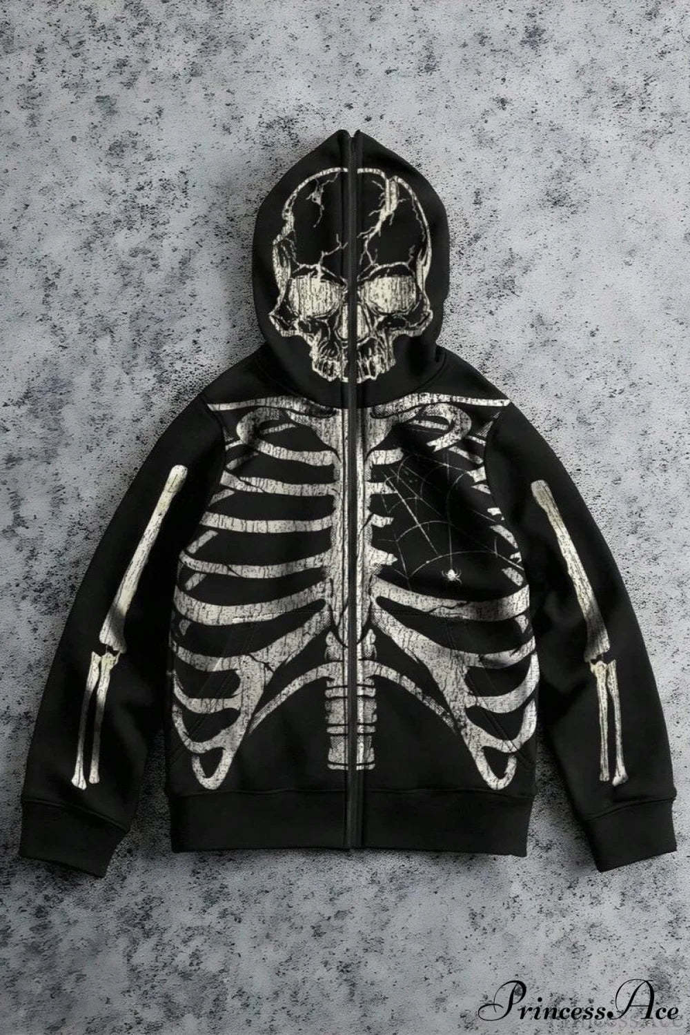 Retro Harajuku Skull Print Hoodie