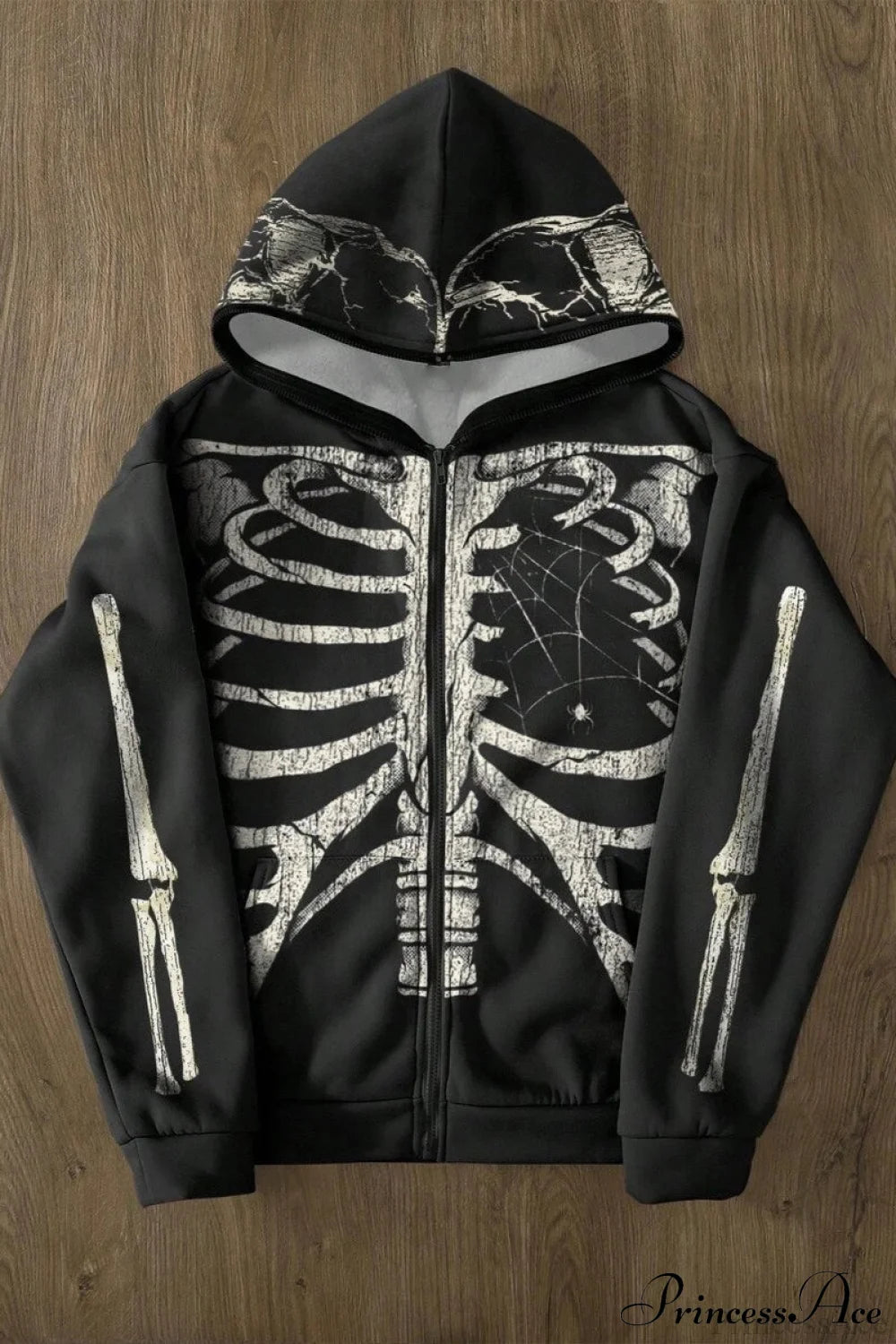 Retro Harajuku Skull Print Hoodie Black / S