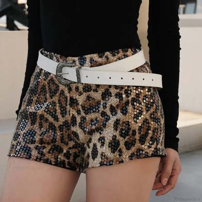 Retro Leopard Shiny Chic Short Mixed Color / S short-250223