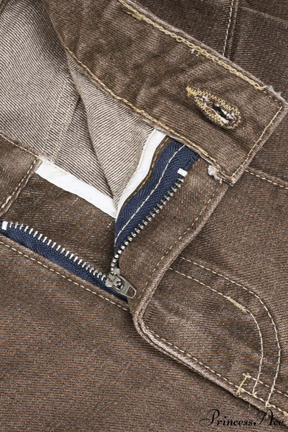 Retro Maillard Distressed Wide Leg Floor Jeans