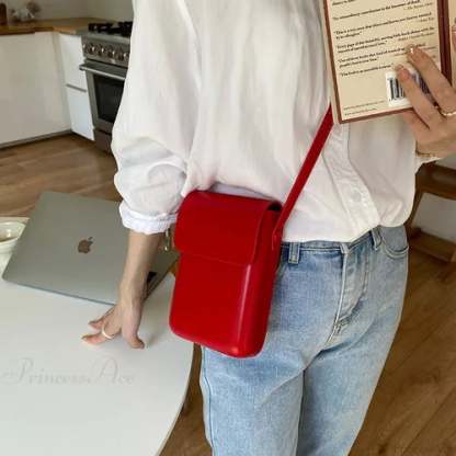 Retro Mini Crossbody Square Handbag Women’s Shoulder Bag Red 2 handbag-250126