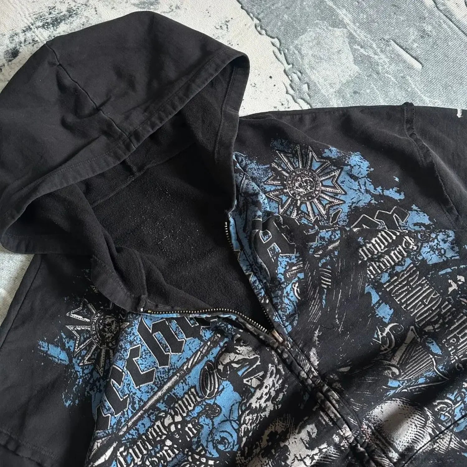 Retro Pattern Zipper Hoodie