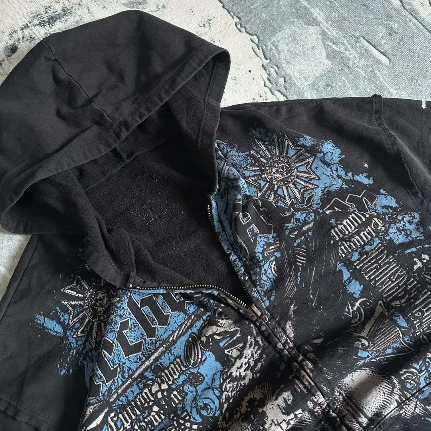 Retro Pattern Zipper Hoodie
