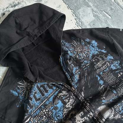 Retro Pattern Zipper Hoodie