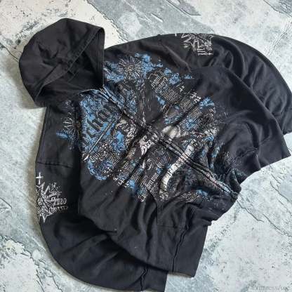 Retro Pattern Zipper Hoodie