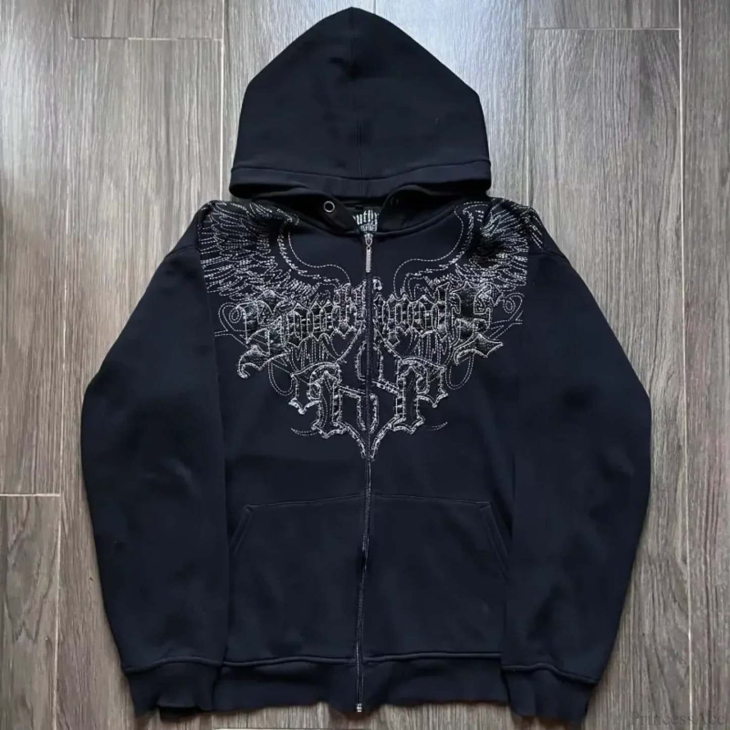 Retro Pattern Zipper Hoodie black 2 / S