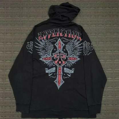 Retro Punk Fall Hoodie black 12 / S