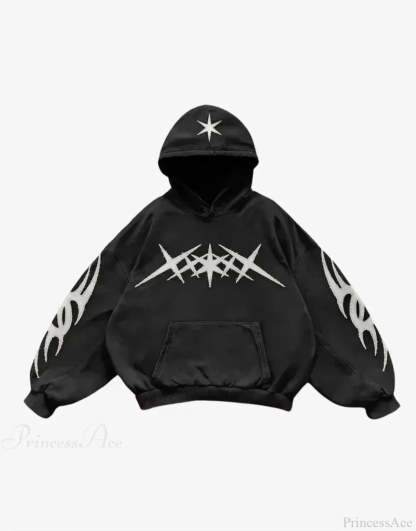 Retro Punk Fall Hoodie black 7 / S
