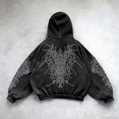 Retro Punk Printed Hoodie
