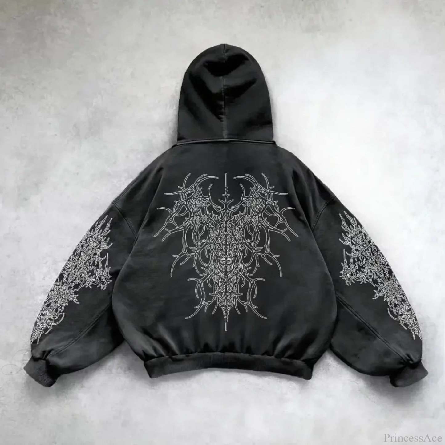 Retro Punk Printed Hoodie black 1 / M