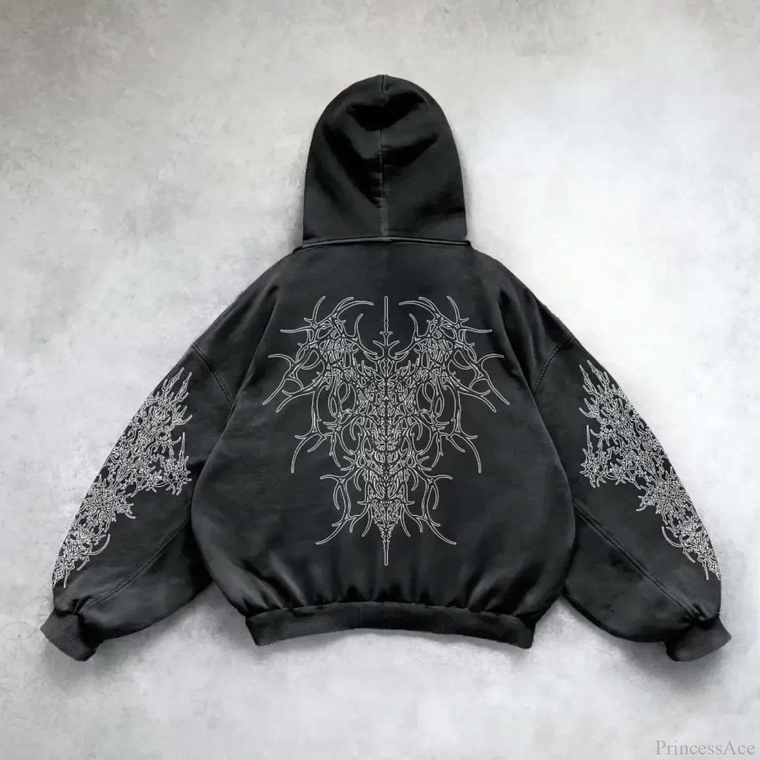 Retro Punk Printed Hoodie black 1 / M