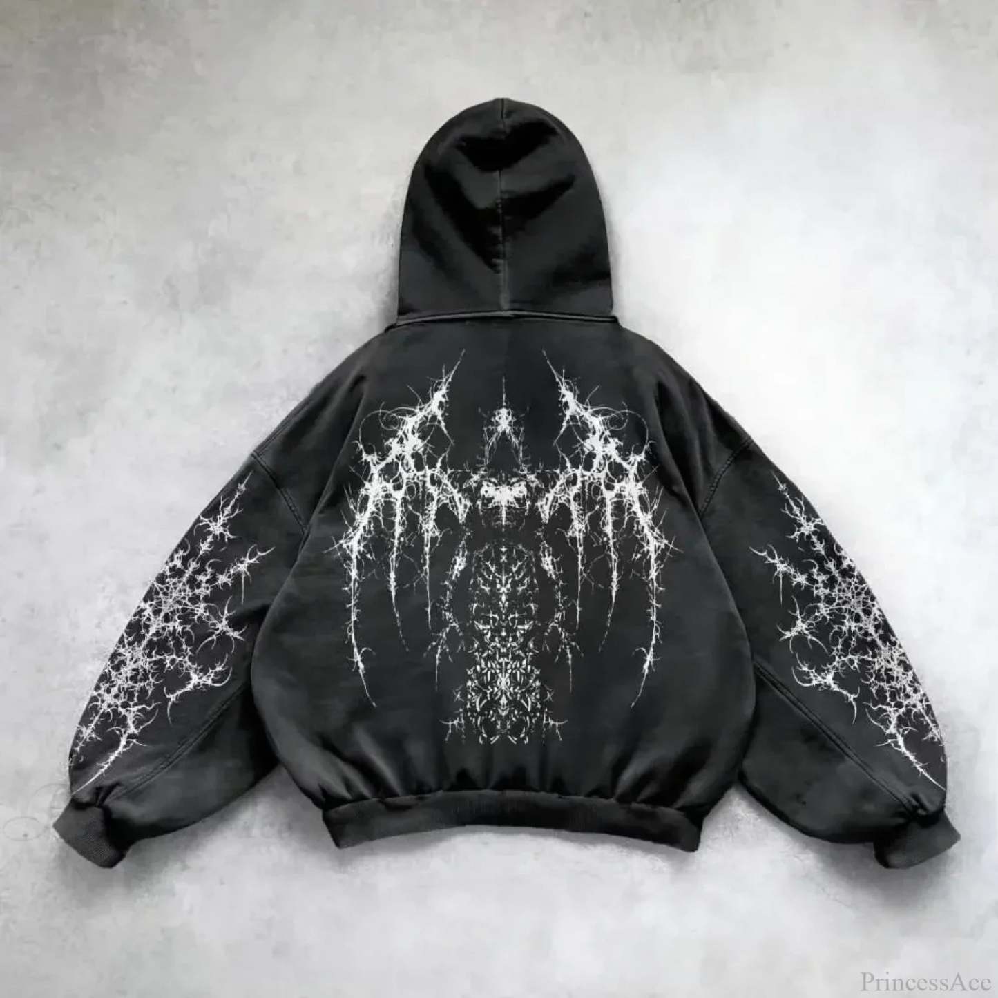 Retro Punk Printed Hoodie black 2 / M