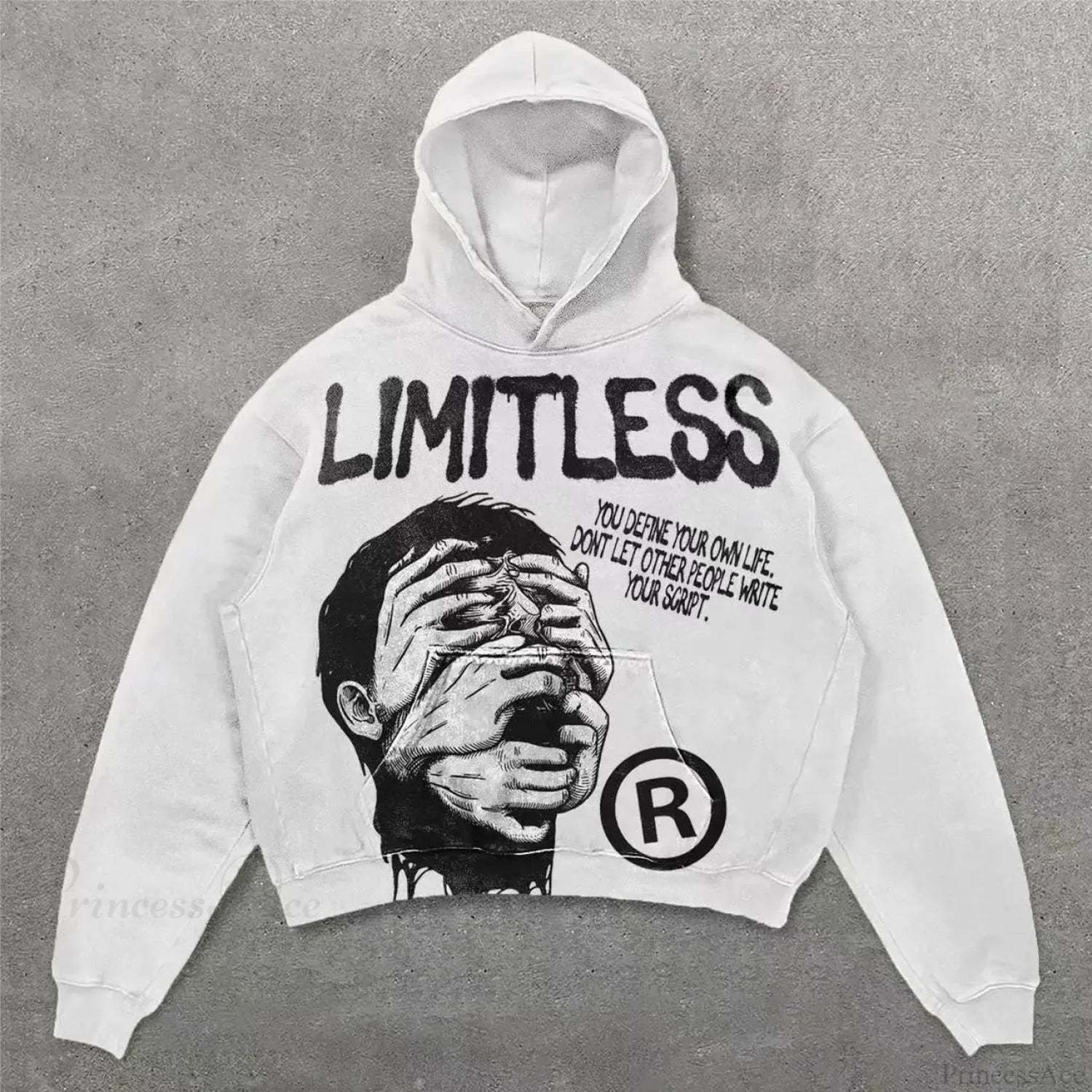 Retro Punk Printed Hoodie white / M