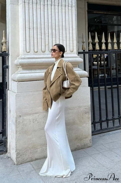 Retro Suede Blazer collar Loose Work Coat