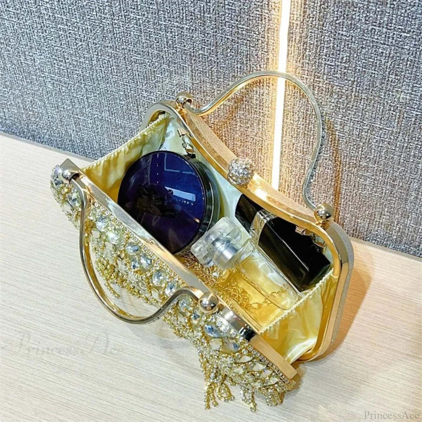 Rhinestone Silver Sparkling Tassel Shoulder Evening Clutch Bag clutchbag-250126