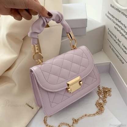 Women PU Leather Designer Crossbody Chain Handbag Purple handbag-250126