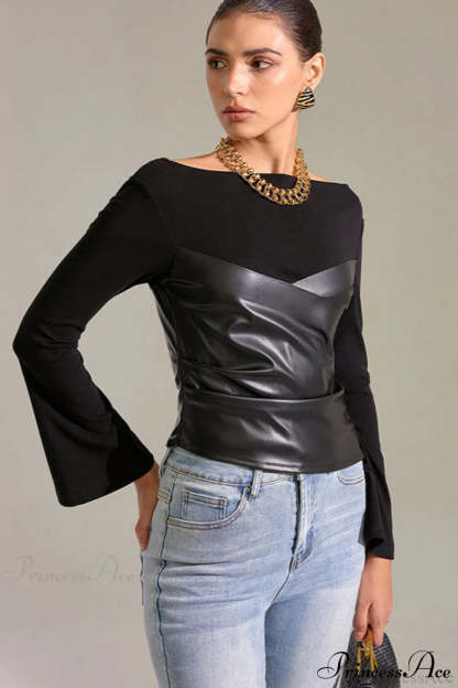 Ribbed Knit Long Sleeve Tee