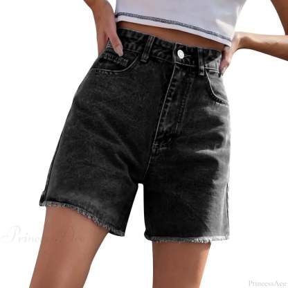 Ripped Hole Hem Denim Hotpants Short blue5 / S short-250223