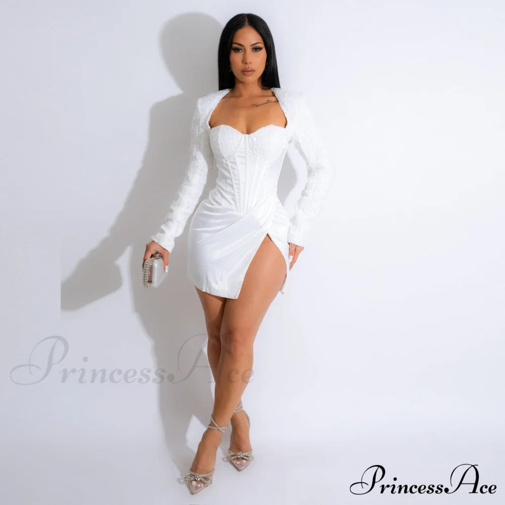 Rory Formal Stylish Sequin Mini Dress White / S S.o. Short Dresses