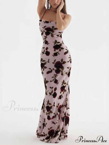 Rose Backless Stylish Maxi Dress Black / S Dresses