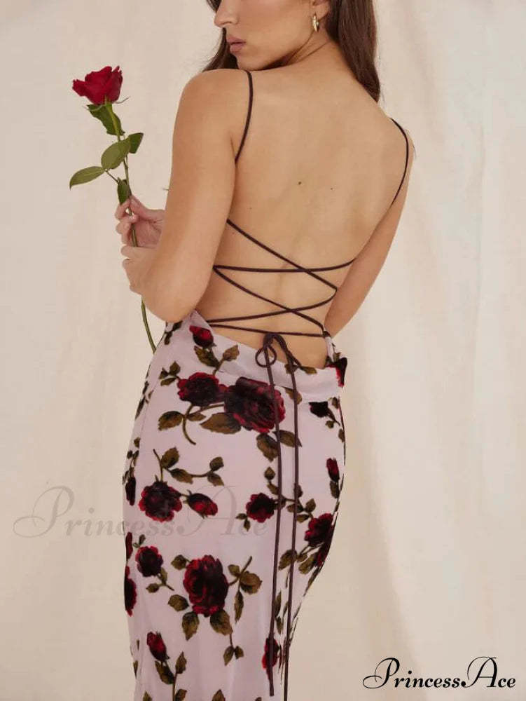 Rose Backless Stylish Maxi Dress Dresses