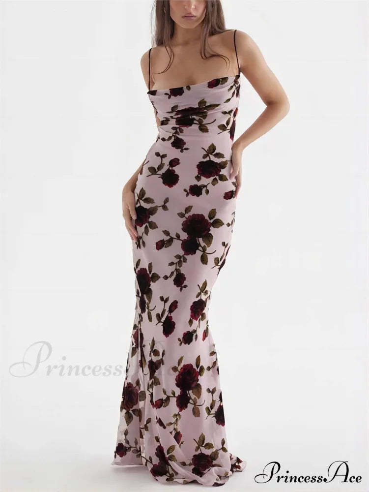 Rose Backless Stylish Maxi Dress Dresses