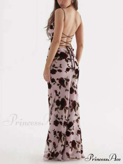 Rose Backless Stylish Maxi Dress Dresses