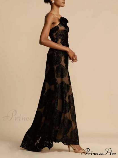 Rose Flower Three-Dimensional Charming Burnt Maxi Dress Dresses