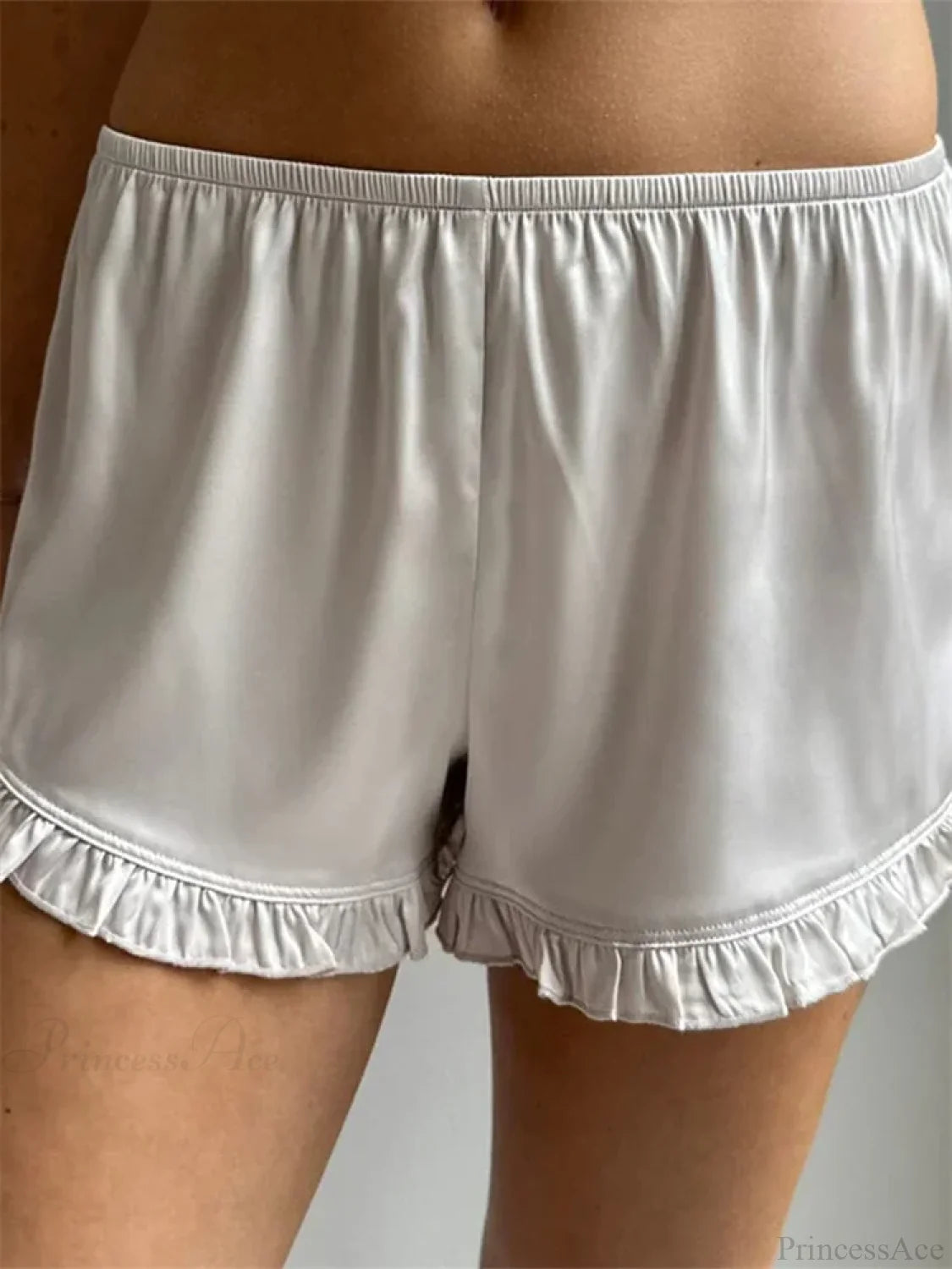 Ruffled Elastic Low Waist Short WHITE / S short-250223