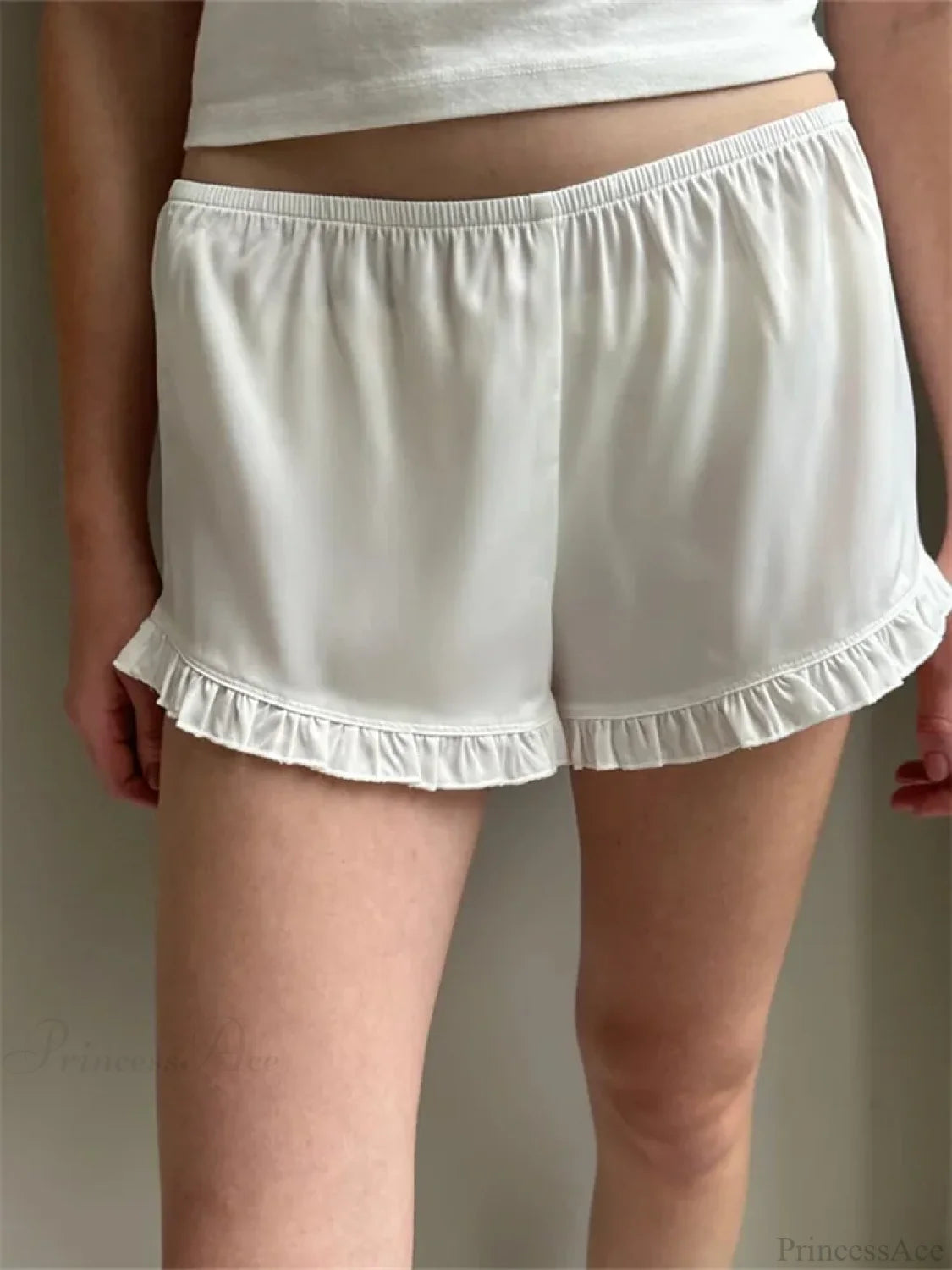 Ruffled Elastic Low Waist Short white / S short-250223