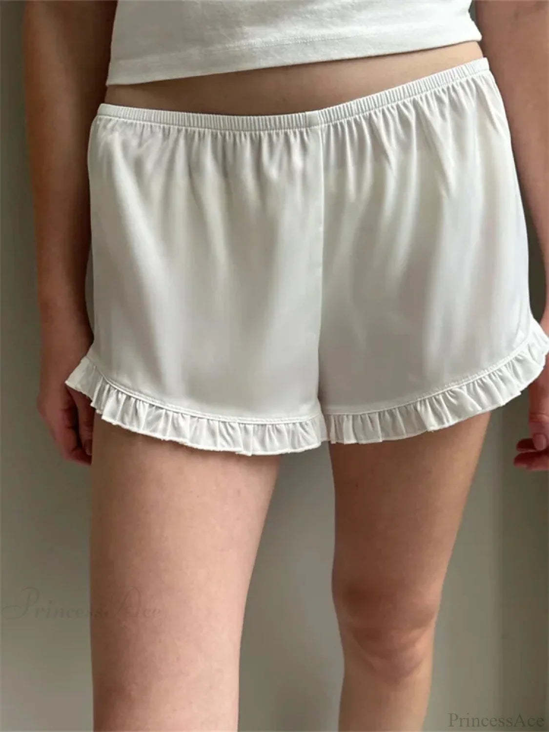 Ruffled Elastic Low Waist Short white / S short-250223