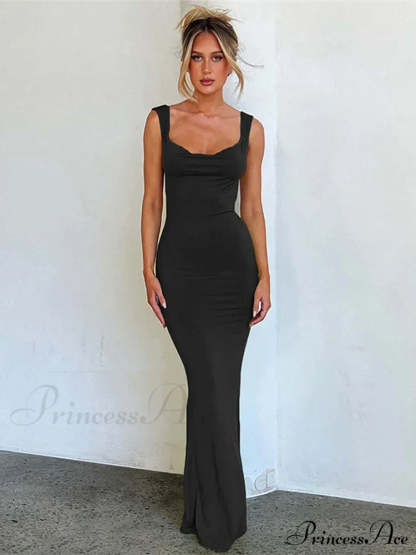 Ruffles Green Straps Backless Elegant Bodycon Evening Maxi Dress