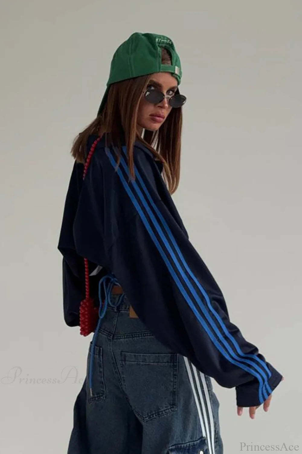 Satin Ruched Half Zip Crop Blouse