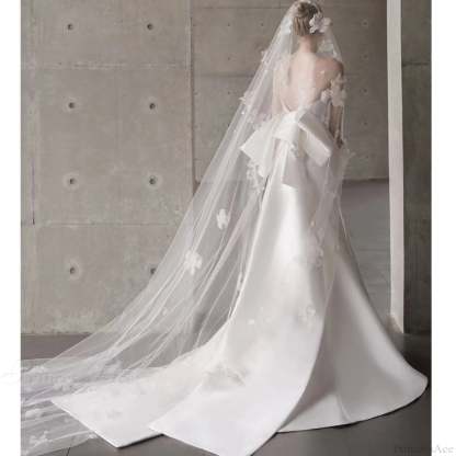 Satin Strapless Bowknot Wedding Dress weddingdress-250223