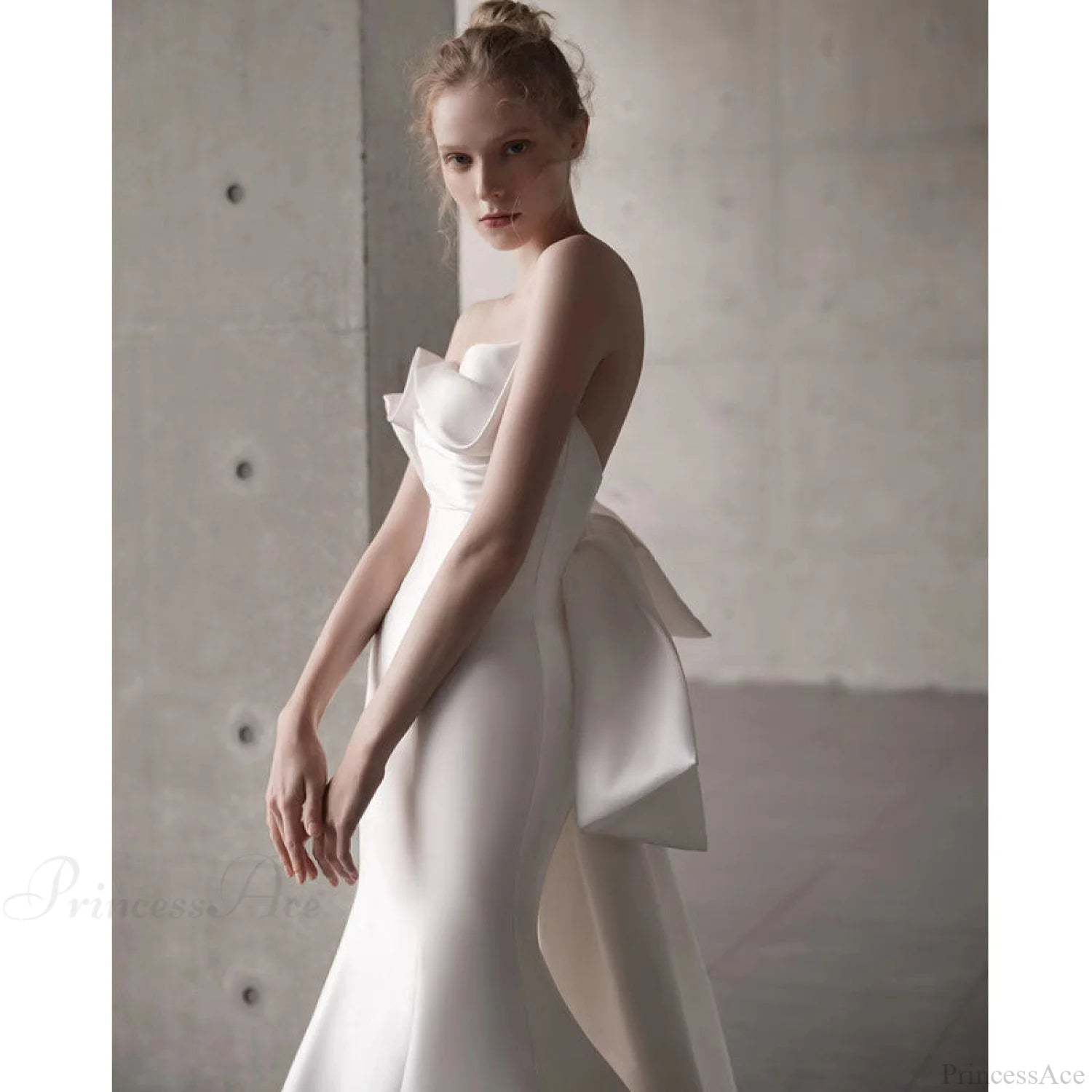 Satin Strapless Bowknot Wedding Dress weddingdress-250223