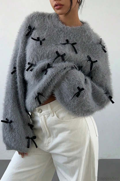 Seamoss Bowknot Warm Knit Sweater