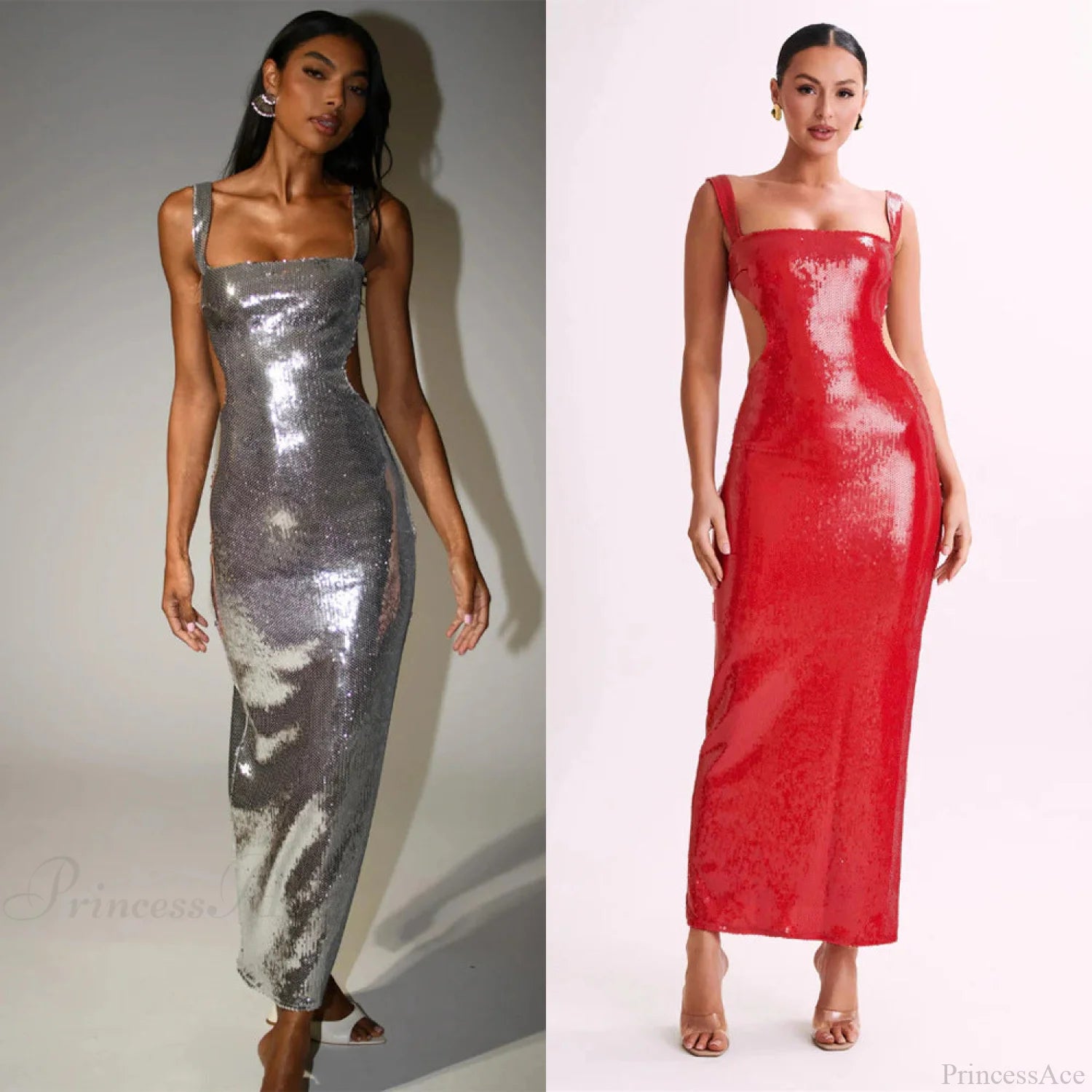 Sequin Backless Slim Fit Slit Prom Dress promdress-250223