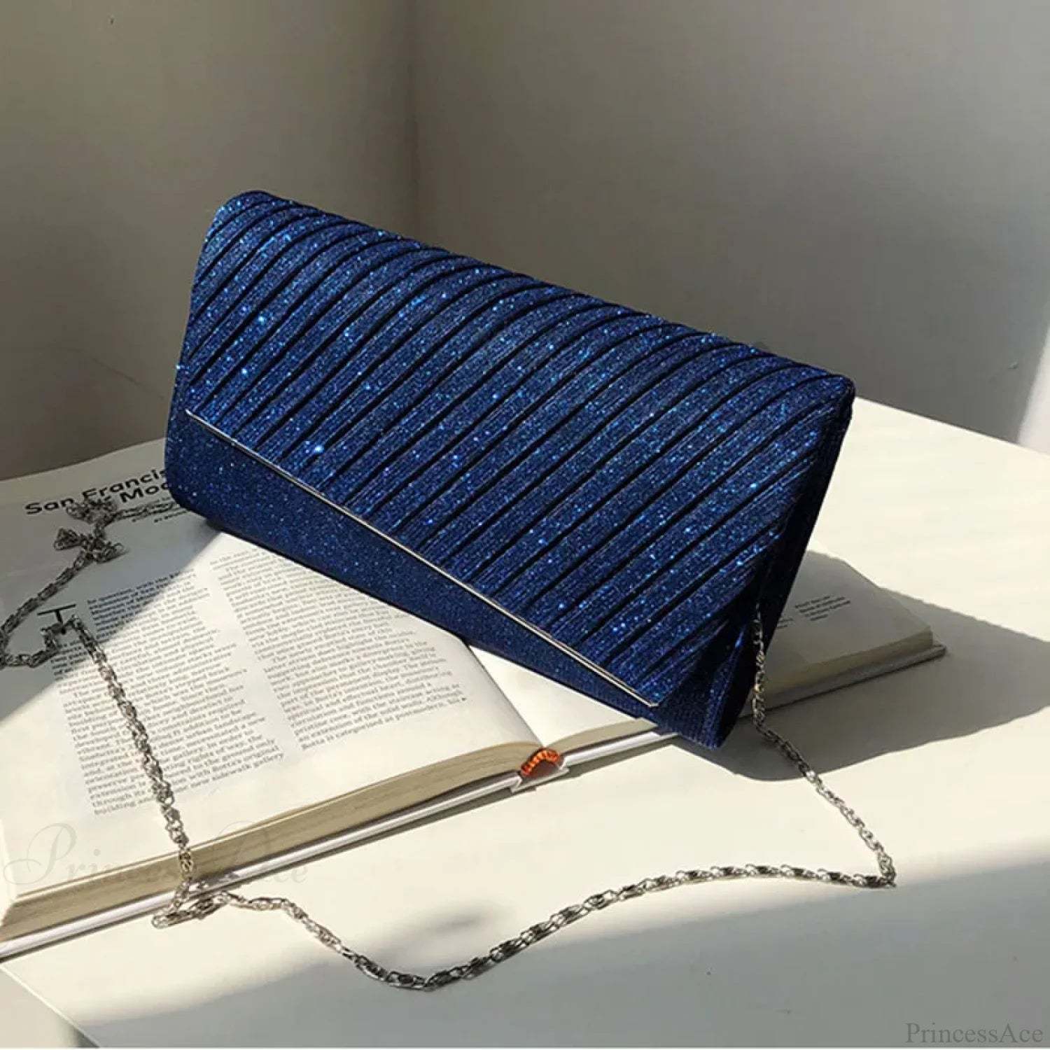 Sequin Clutch Wedding Party Wristlet Blue wristlet-250126