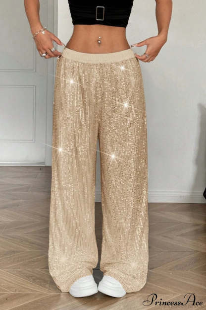 Sequin High Waist Flowy Wide-Leg Pants