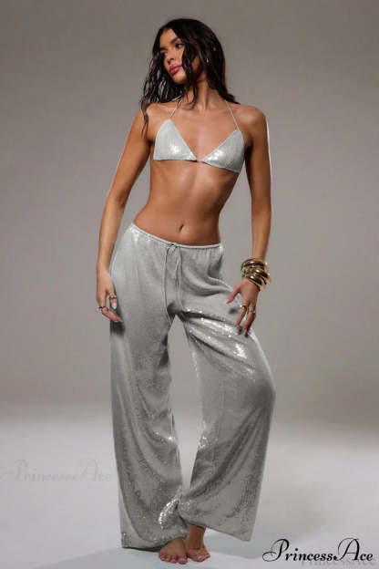 Sequin Loose Wide-Leg Casual Pants
