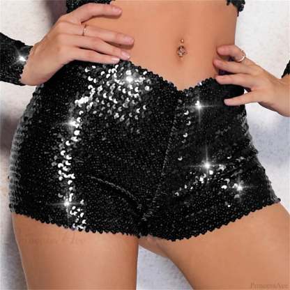 Sequins Beads Party Dance Short Black / S short-250223
