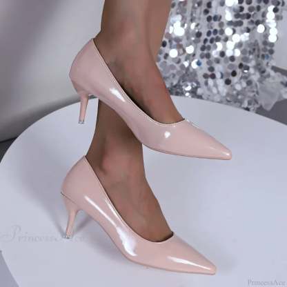 Sexy Pointed Shallow Party Elegant Autumn Trend Large Size Low Heel Pump Apricot / 34