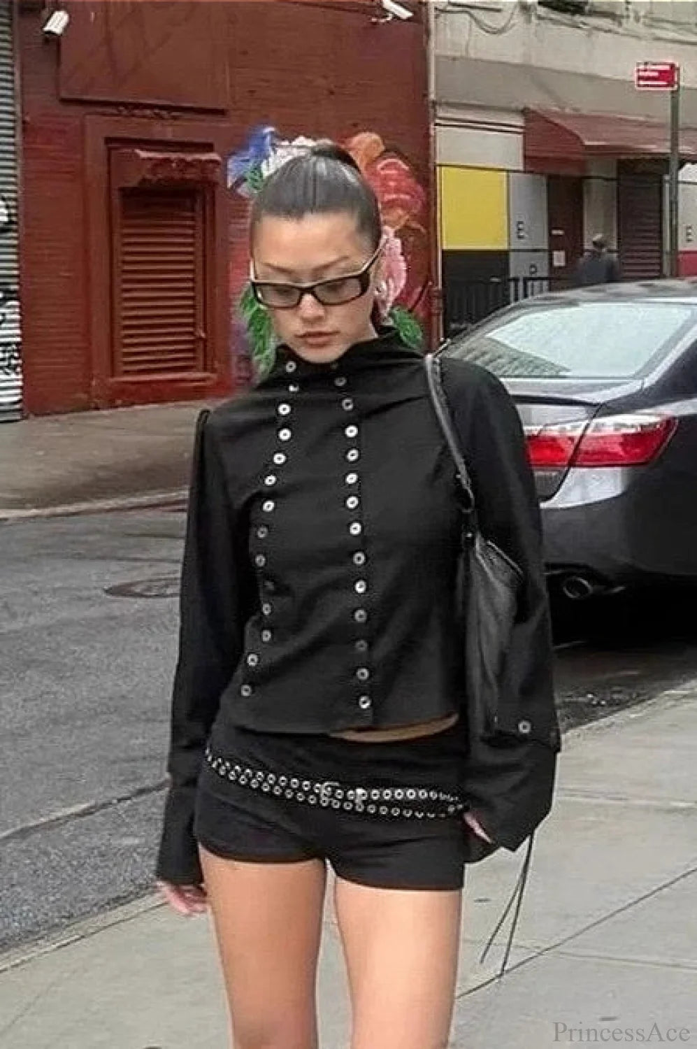 Sexy Solid Button Slim Round Neck Long Sleeve Blouse