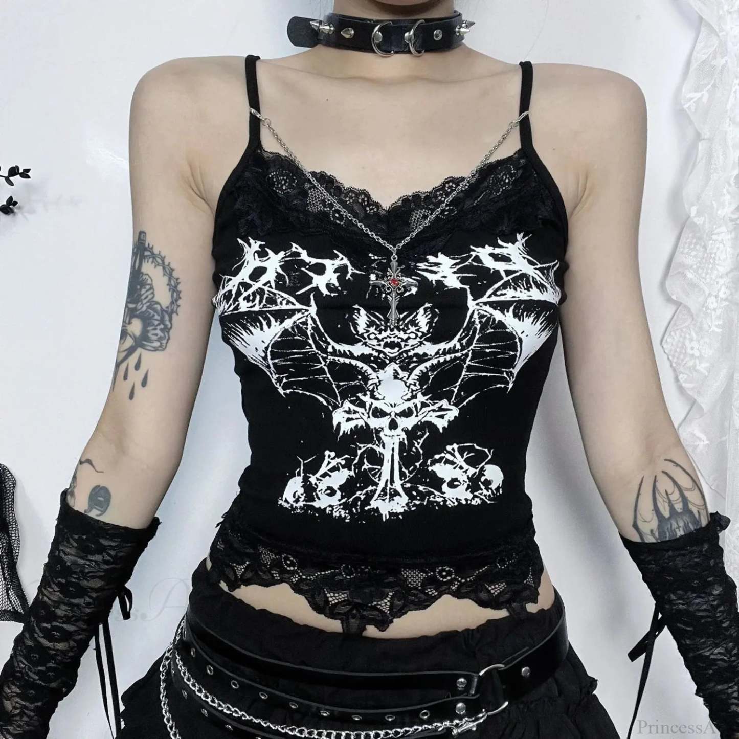 Shabby Chic Crop Top Black / S