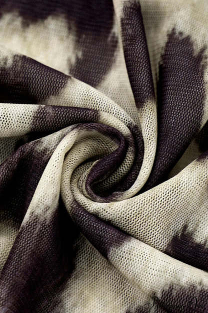 Sheer Mesh Leopard Print Crew Neck Long Sleeve Tee