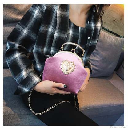 Shiny Heart Shape Evening Clutch Chain Shoulder Bag Pink clutchbag-250126