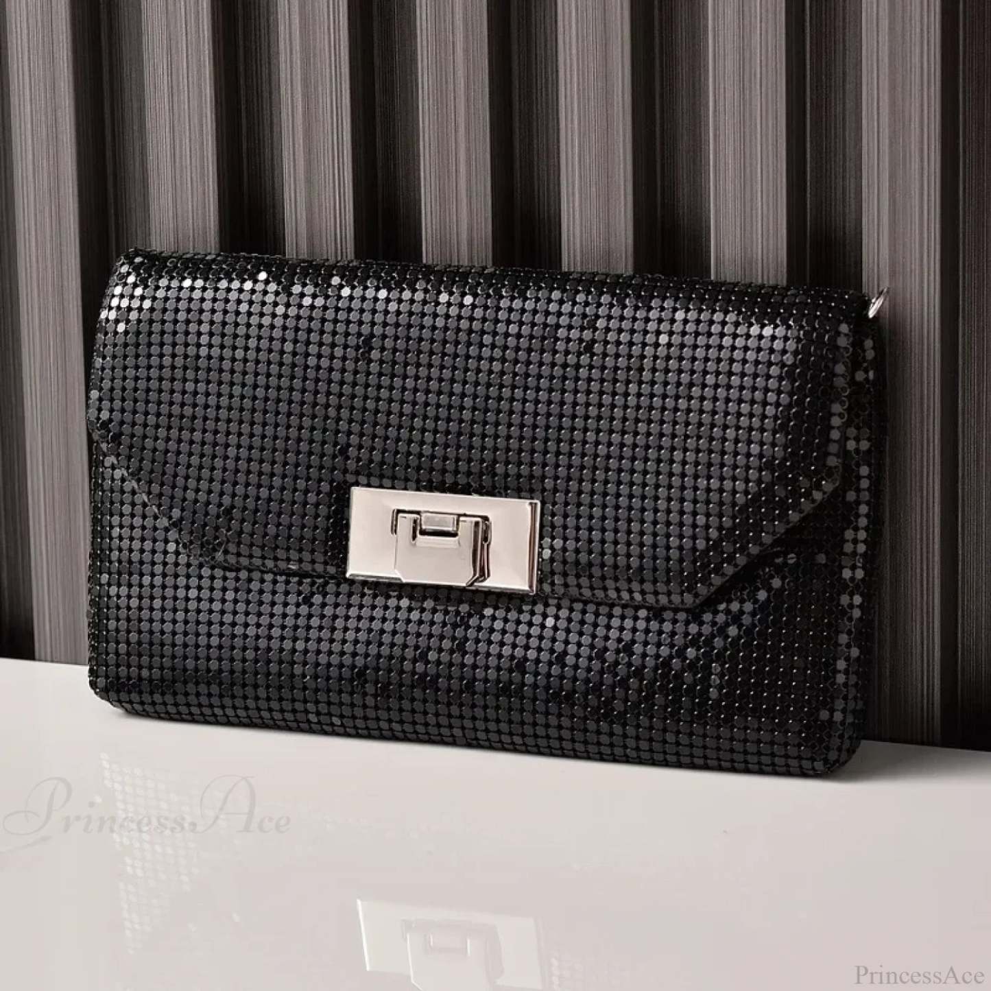 Shiny Sequins Evening Clutch Wristlet 22cm / Black wristlet-250126