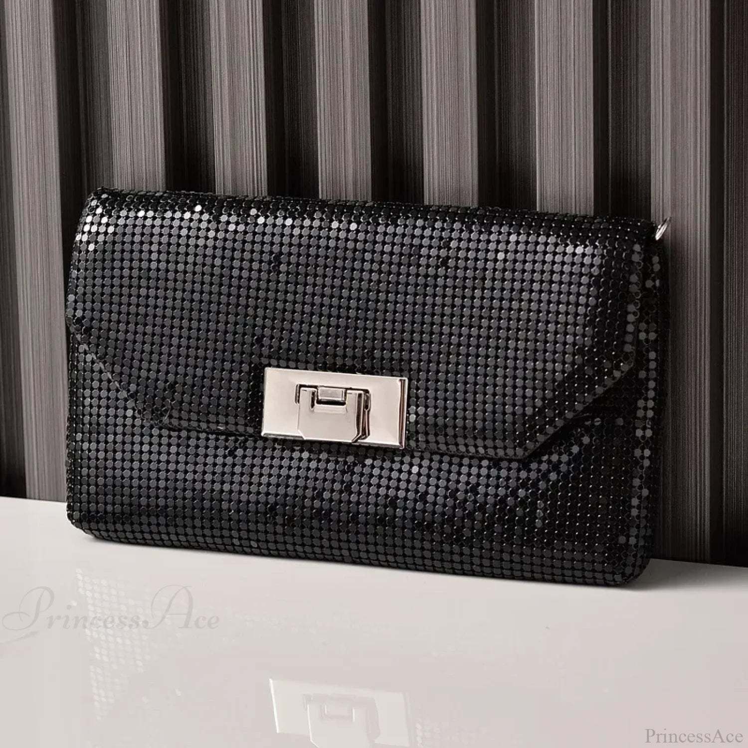 Shiny Sequins Evening Clutch Wristlet 22cm / Black wristlet-250126